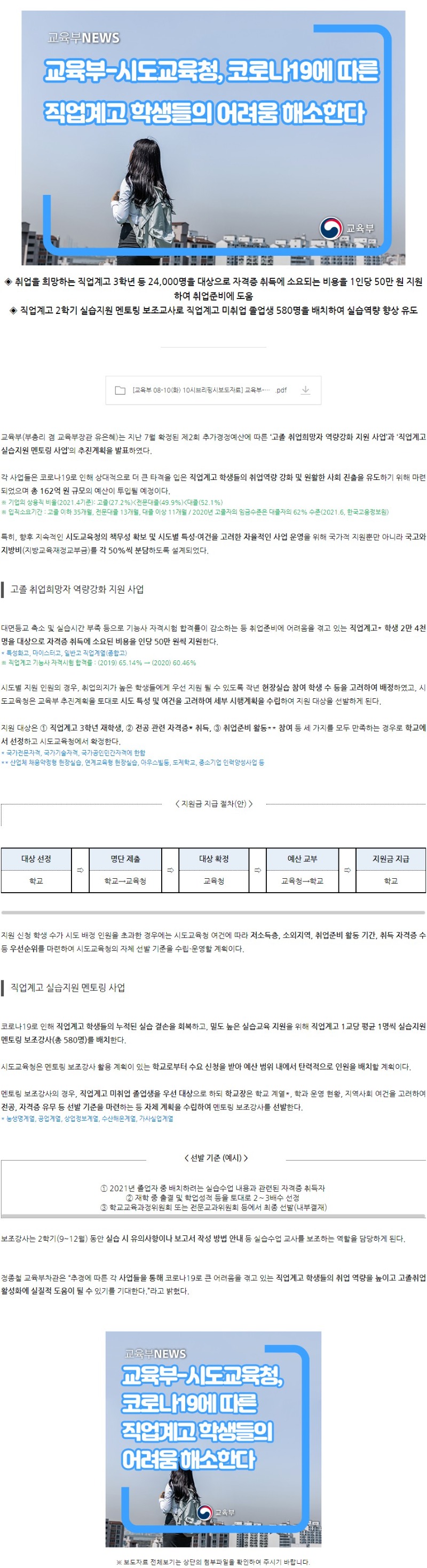 [교육부] 교육부-시도교육청, 코로나19에 따른  직업계고 학생들의 어려움 해소한다.jpg