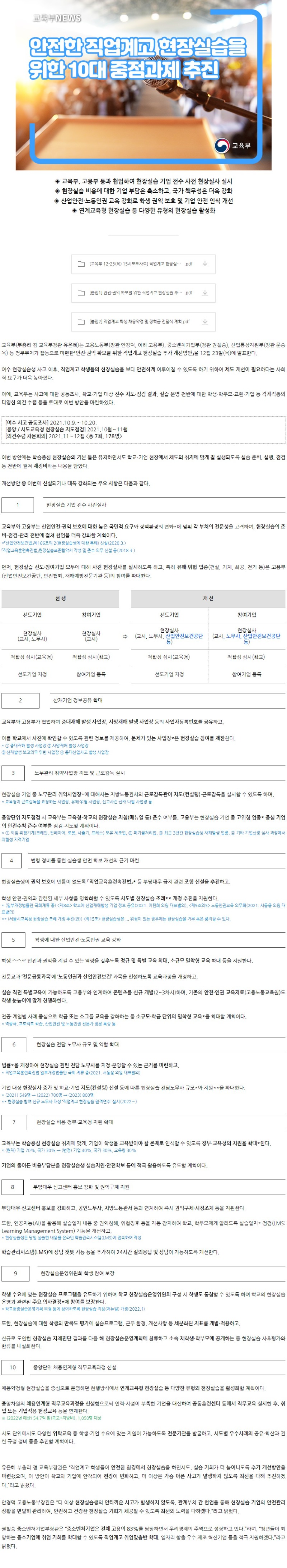 [교육부] 안전한 직업계고 현장실습을 위한 10대 중점과제 추진.jpg